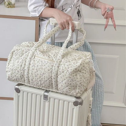 Gewatteerde katoenen mommy travel bag – 40x27x22 cm – grote capaciteit – bloemenprint & crossbody