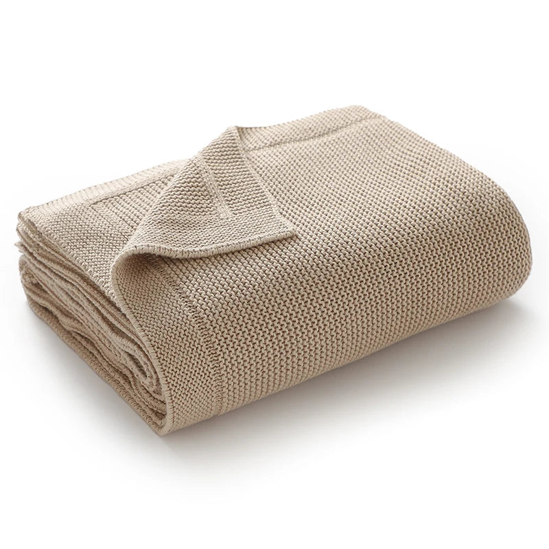 Gebreide babydeken katoen – 100x80 cm – voor wieg, kinderwagen & swaddle