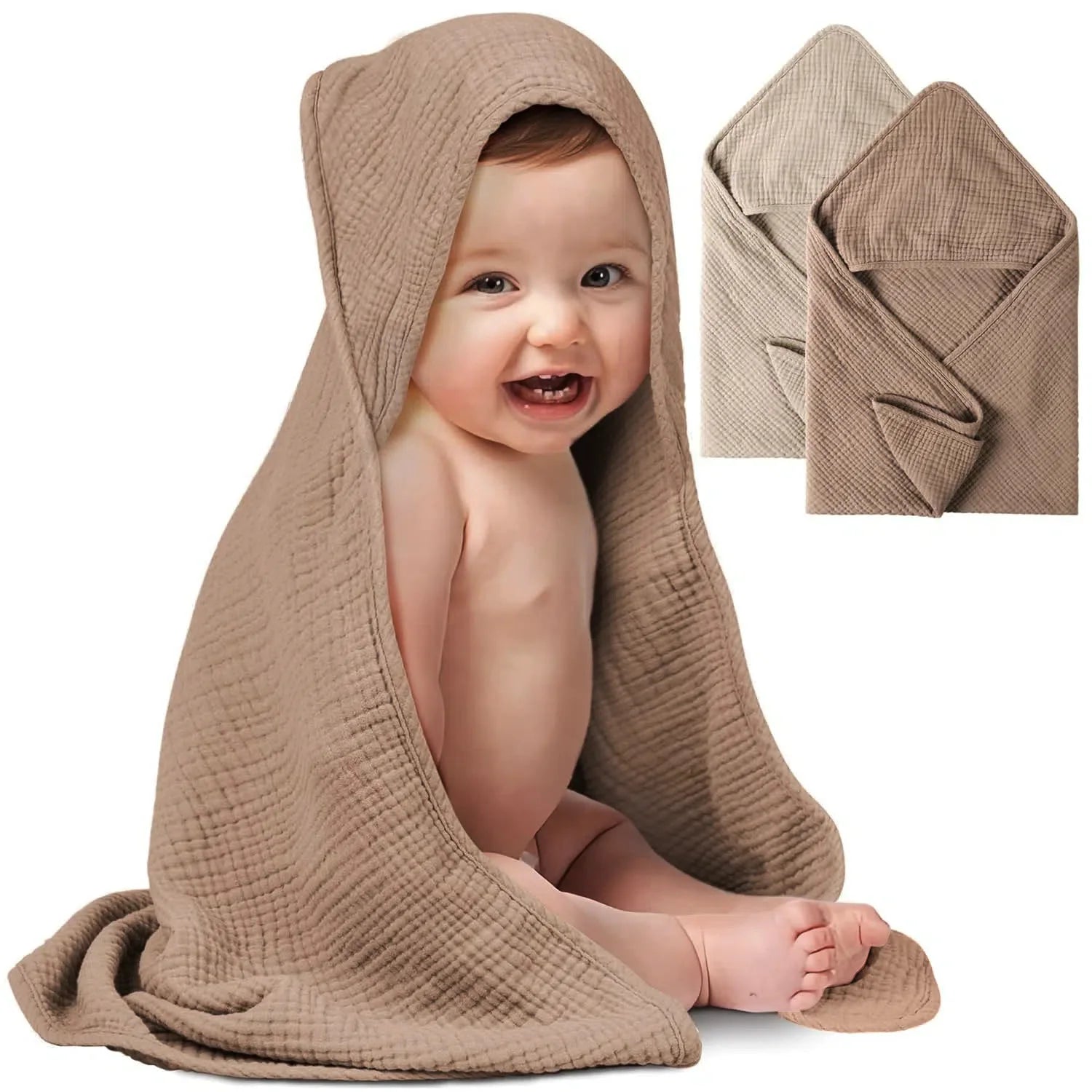 Baddoek met capuchon voor baby – zacht & absorberend – 76x76 cm