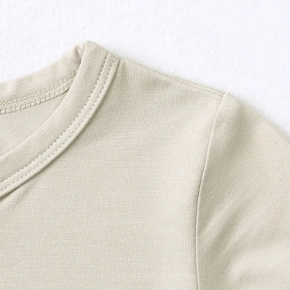 Zomer romper baby – korte mouwen – bamboevezel met rits – 3–24 maanden