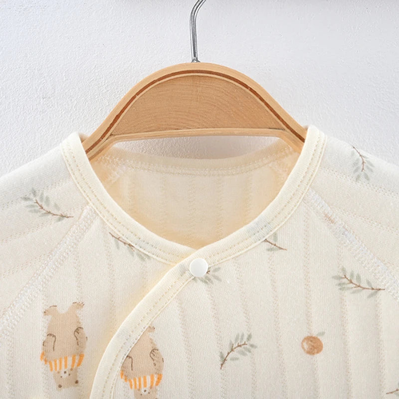 Baby romper met lange mouwen – 3-laags katoen – lente/herfst – unisex kruippakje/boxpakje voor pasgeborenen