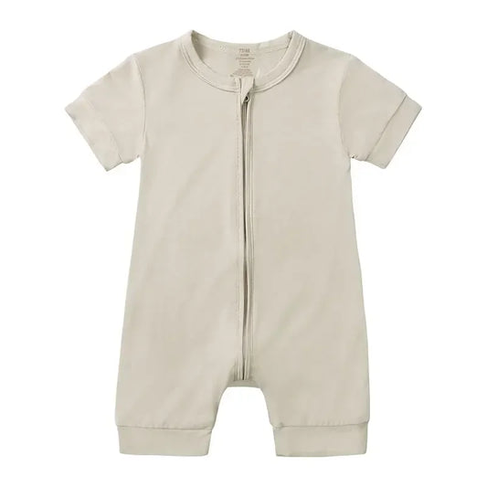 Zomer romper baby – korte mouwen – bamboevezel met rits – 3–24 maanden