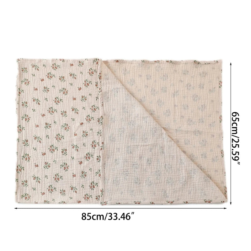 Katoenen swaddle deken – 85x65 – muslin met bloemenprint – newborn & wiegdeken – ademend
