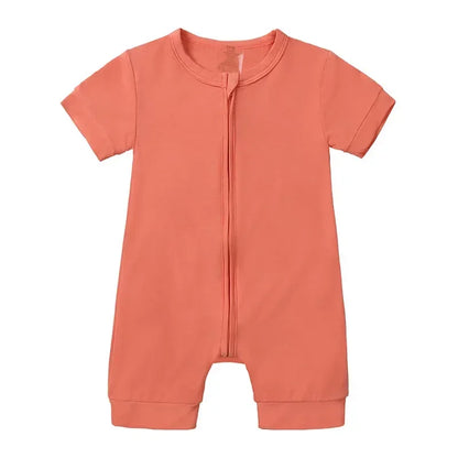 Zomer romper baby – korte mouwen – bamboevezel met rits – 3–24 maanden